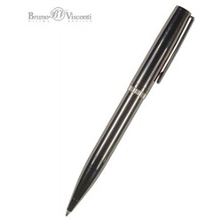 Ручка автоматическая шариковая 0.7мм "BOSTON" синяя, металлический корпус черный вороненая сталь 20-0359 Bruno Visconti