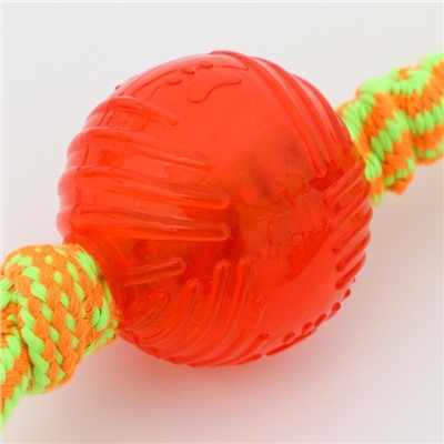Игрушка канатная "Верёвка-пружинка" до 38 см, до 86 г, красный шар/красно-жёлтый канат