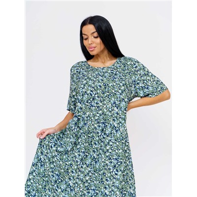 Платье женское Текс-Плюс, цвет голубой белый зеленый