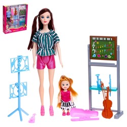 Кукла модель"Учитель музыки" с малышкой и аксессуарами, МИКС 6974553