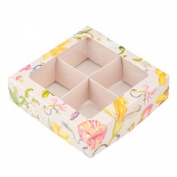 Коробка для 4 конфет "Флористика", с окном