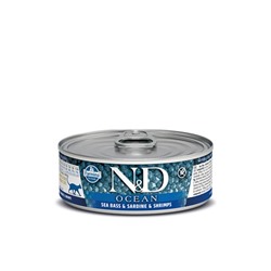 Влажный корм Farmina N&D Cat Ocean для кошек, сибас/сардина/креветки, 80 г