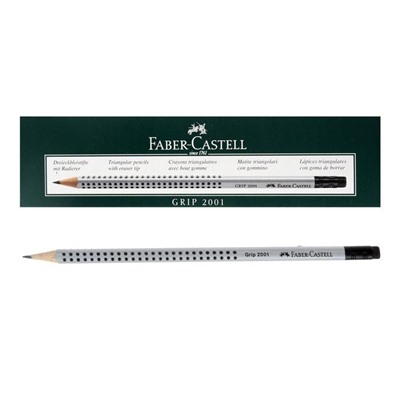 Карандаш чернографитный Faber-Castell профессиональные Grip 2001 с ластиком B трёхгранный корпус, массажные шашечки