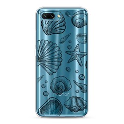 Силиконовый чехол Морские жители графика черная на Honor 10