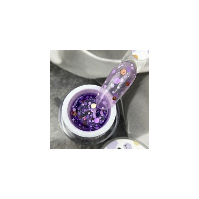 Patrisa nail, BUBBLE GEL - гель для дизайна c крупным глиттером (Violety), 5 гр