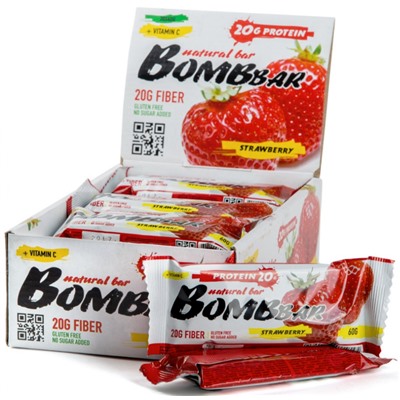 Батончик протеиновый клубника Protein strawberry Bombbar 60 гр.