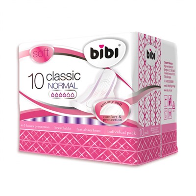 Прокладки "BIBI" Classic Normal Soft 10 шт. 4 капли, короб 24 уп.