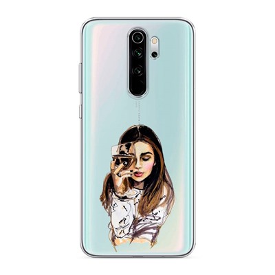 Силиконовый чехол Девушка с бокалом на Xiaomi Redmi Note 8 Pro