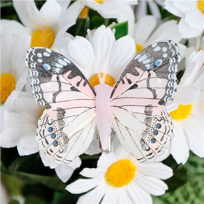 Бабочки для декора и флористики, на прищепке, пластиковые, нежно-розовые, микс, 5 см и 8 см