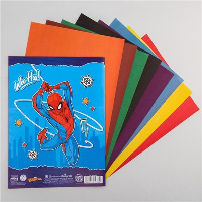 Бумага цветная односторонняя А4, 16 л., 8 цв., "Супер-герой", Человек-паук