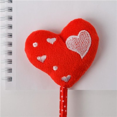 Ручка пластик, фигурная, сердце красное
