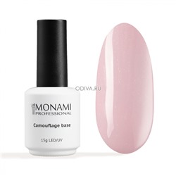 Monami, Rubber Base ROSE SHINE - каучуковая камуфлирующая база с блестками (светло-розовая) , 15 мл