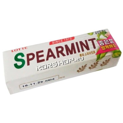 Жевательная резинка Spearmint Lotte, Корея, 26 г