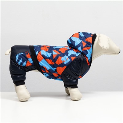 Комбинезон для собак на меховом подкладе с капюшоном, размер XL  (ДС 35, ОШ 36, ОГ 48 см)