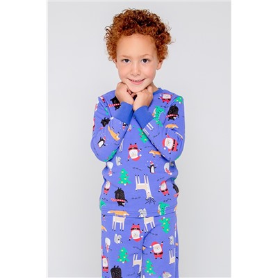 Пижама детская Crockid К 1550 праздничный микс на ярко-синем