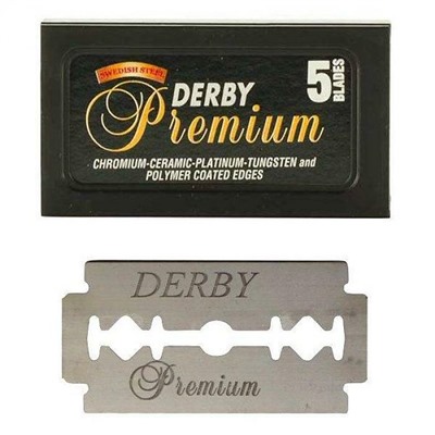 Лезвия для бритья классические двусторонние Derby Premium 5шт. (1X5шт. =5 лезвий) (Pillar Box.)