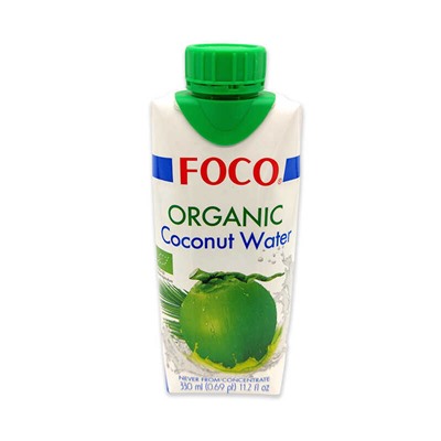 Вода кокосовая без сахара органическая Organic Coconut Water FOCO 330 мл. TetraPak