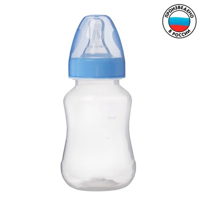 Бутылочка для кормления детская приталенная, 150 мл, от 0 мес., цвет синий
