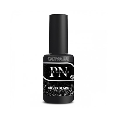 Patrisa nail, Silver Flake - топ глянцевый с серебряными хлопьями (без л/c), 8 мл