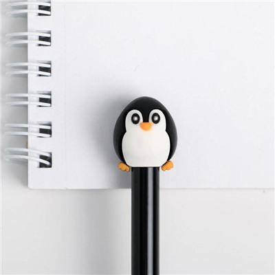 Ручка фигурная пластиковая «Пингвин», цвет черный, черная гелевая паста
