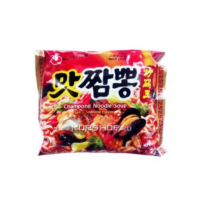 Лапша Чампонг со вкусом морепродуктов (острая) в пачке Nongshim, Корея, 130 г Акция