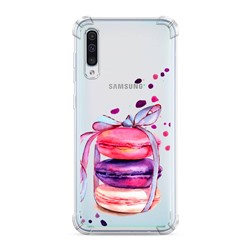 Противоударный силиконовый чехол Макаруны с бантиком на Samsung Galaxy A50