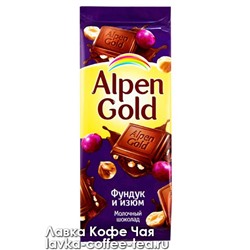 шоколад Альпен Голд молочный орех, изюм 85 г.