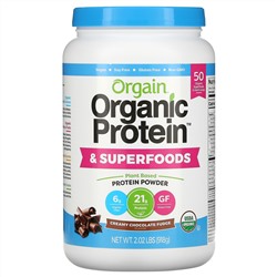 Orgain, Органический протеин и порошок суперпродуктов, на растительной основе, сливочно-шоколадная помадка, 2,02 фунта (918 г)