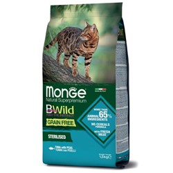 Сухой корм Monge Cat BWild GRAIN FREE для кошек, беззерновой, тунец, 1,5 кг