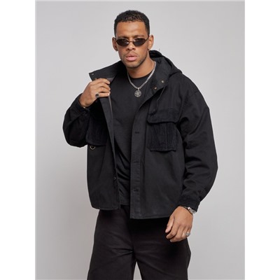 Джинсовая куртка мужская с капюшоном черного цвета 126040Ch