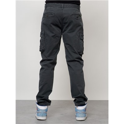 Джинсы карго мужские с накладными карманами темно-серого цвета 2401TC