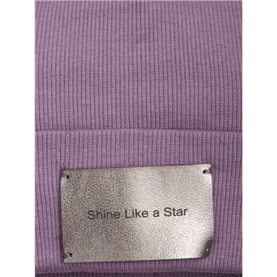 Шапка детская кашкорсе, формы лопата, на отвороте нашивка SHINE LIKE A STAR, сливовый