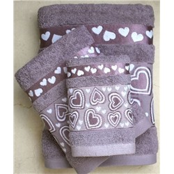 Махровое полотенце "Сердечки"-пастельно-фиолетовый 70*140 см. хлопок 100%