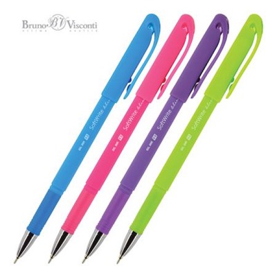 Ручка шариковая масляная 0.5мм "SoftWrite.SPECIAL" синяя (4 цвета корпуса) 20-0090 Bruno Visconti