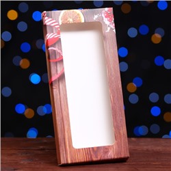 Подарочная коробка под плитку шоколада с окном "Новогодняя открытка", 17,1 х 8 х 1,4 см