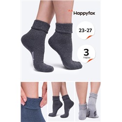 Однотонные махровые носки 3 пары Happy Fox