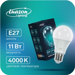 Лампа светодиодная Luazon, A60, 11 Вт, E27, 990 Лм, 4000 К, дневной свет