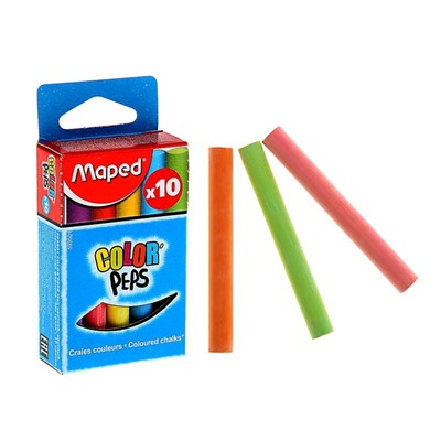 Мелки цветные Maped Color Peps, в наборе 10 штук, круглые, специальная формула «без грязи» 1320311