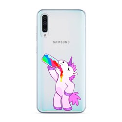 Силиконовый чехол Единорог пьет радугу на Samsung Galaxy A50