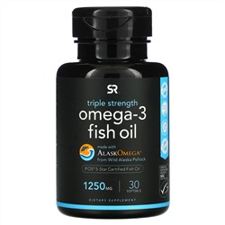 Sports Research, рыбий жир с омега-3, тройная сила, 1250 мг, 30 капсул