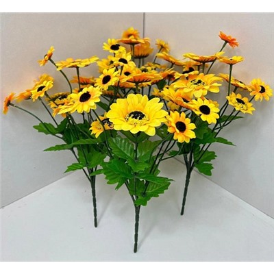 Цветы искусственные декоративные Подсолнухи малые (7 веток 14 цветков) 30 см