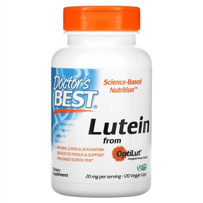 Doctor's Best, лютеин с OptiLut, 20 мг, 120 вегетарианских капсул