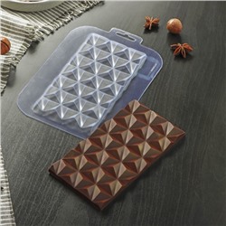 Форма для шоколада и конфет «Плитка Пирамидки», 17×8,5×1 см, цвет прозрачный