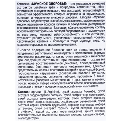 Мужское здоровье «Для нормализаци потенции», 120 капсул по 0.5 г