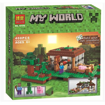 Конструктор Minecraft My World «Первая ночь» 408 деталей , Bela арт. 10176