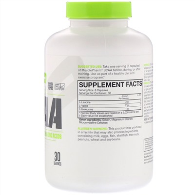 MusclePharm, Essentials, BCAA (аминокислоты с разветвленной цепью), 240 капсул