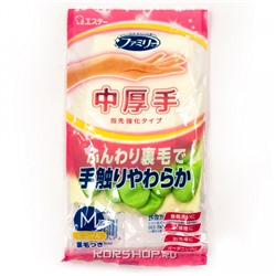 Хозяйственные перчатки из ПВХ с хлопковым покрытием зеленые Antiviral S.T. Corp (размер М), Япония