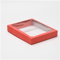 Коробка сборная, крышка-дно, с окном, красная, 26 х 21 х 4 см