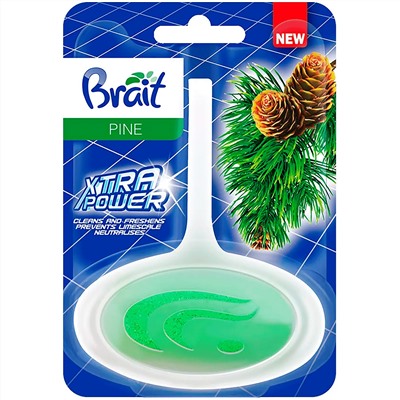 Блок-корзинка Туалетный BRAIT PINE Xtra Power, устранение грязи и запахов, аромат Сосна (40 гр)