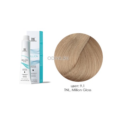 TNL, Million Gloss - крем-краска для волос (9.1 Очень светлый блонд пепельный), 100 мл